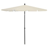 Vidaxl -parasol med pol 210x140 cm sand -farvet