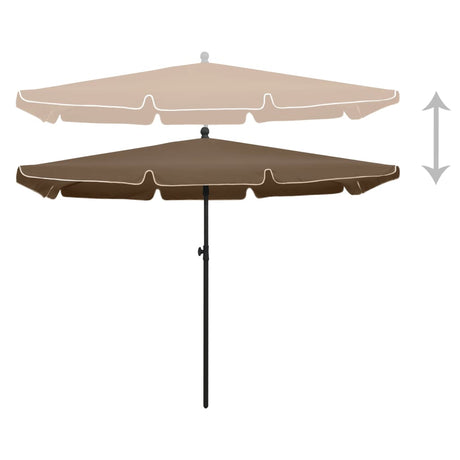 Vidaxl -parasol med pol 210x140 cm taupe
