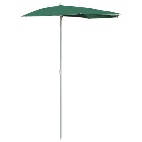 VidaXL parasolhalvdel med stang 180x90 cm grøn