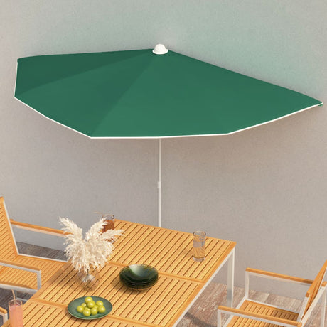 VidaXL parasolhalvdel med stang 180x90 cm grøn