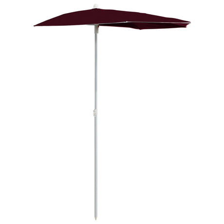 Vidaxl parasolhalvdel med stang 180x90 cm bordeauxrød