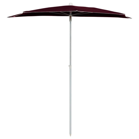Vidaxl parasolhalvdel med stang 180x90 cm bordeauxrød