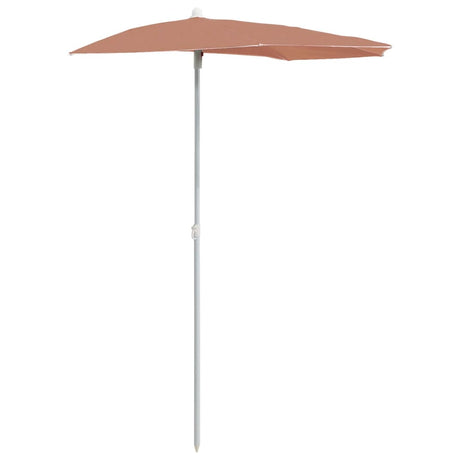 Vidaxl parasolhalvdel med stang 180x90 cm terracotta farvet