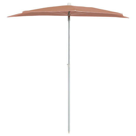 Vidaxl parasolhalvdel med stang 180x90 cm terracotta farvet
