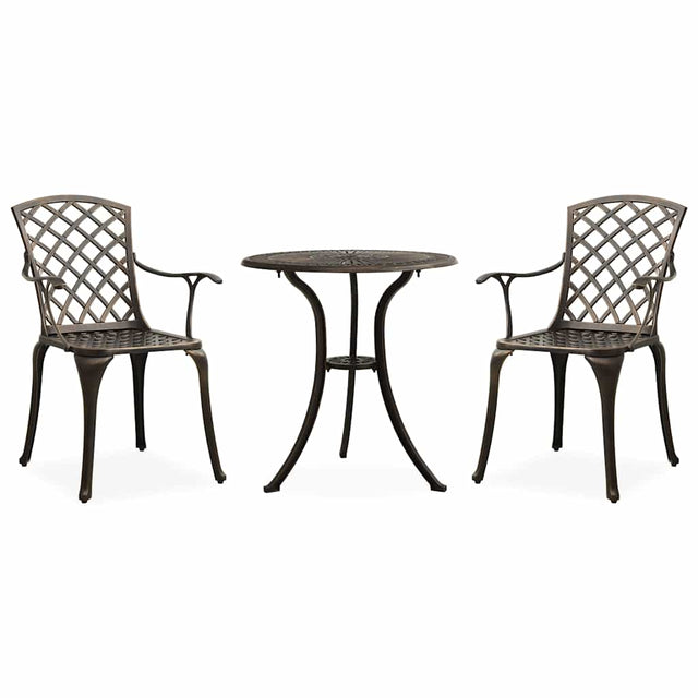 Vidaxl 3-delige bistroset gietaluminium bronskleurig