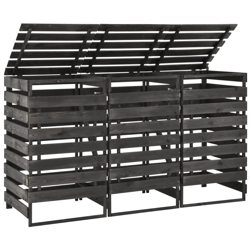 Vidaxl containeropbevaring Triple 210x75x121 cm malet fyrretræ