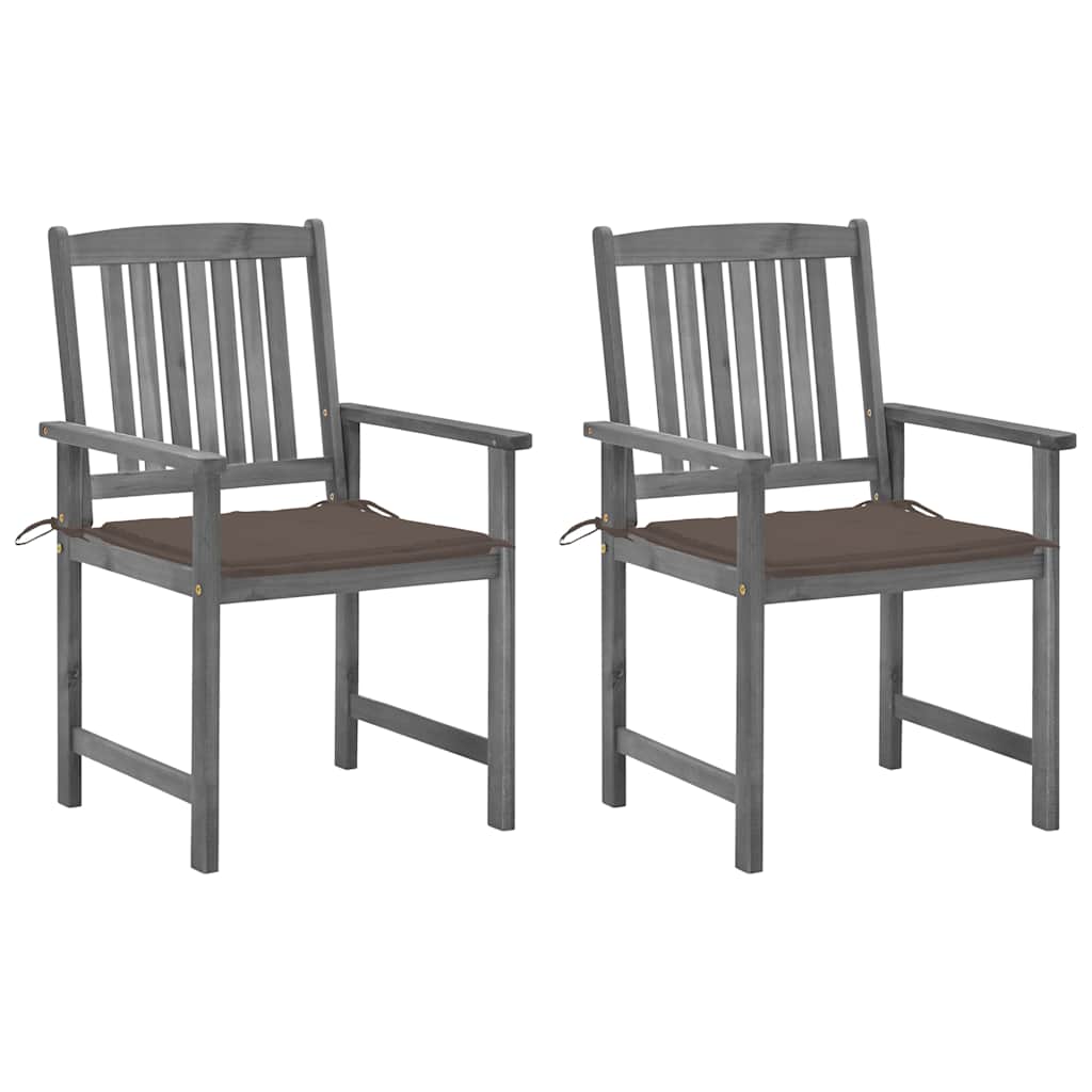 Vidaxl tuinstoelen 2 st met kussens massief acaciahout grijs