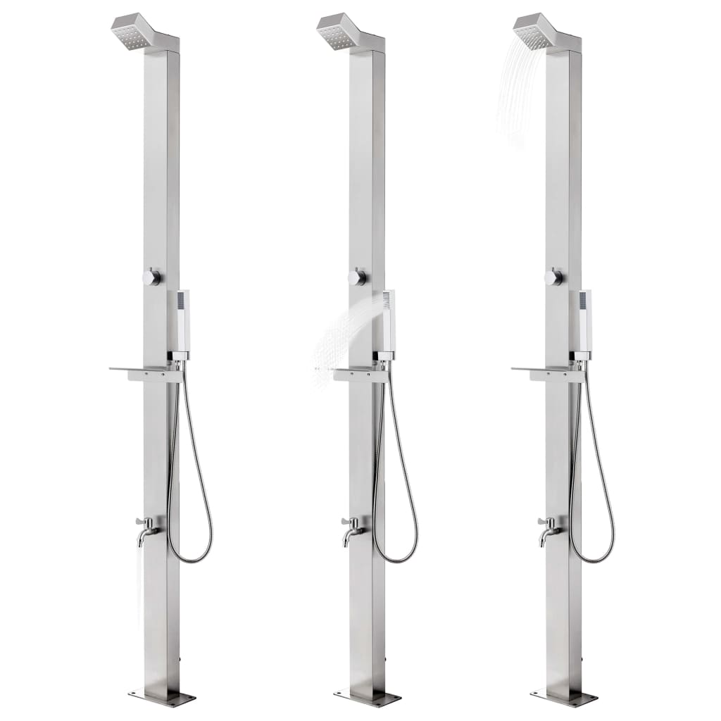 Vidaxl udendørs bruser 220 cm rustfrit stål