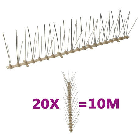Vidaxl vogel- en duivenpinnen met 5 rijen 20 st 10 m kunststof