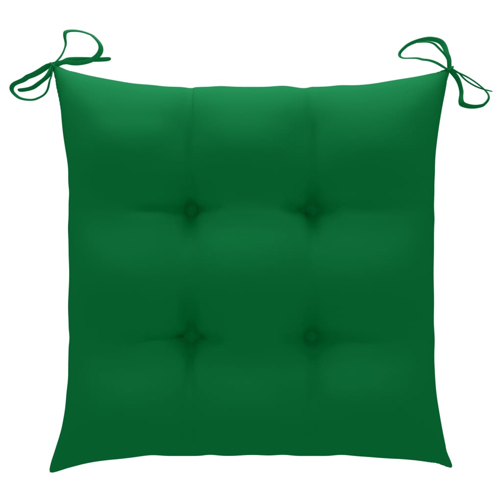 Vidaxl schommelstoel met groen kussen massief teakhout
