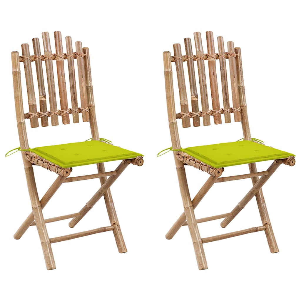 Vidaxl tuinstoelen 2 st inklapbaar met kussens bamboe