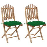 Vidaxl tuinstoelen 2 st inklapbaar met kussens bamboe