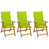 Vidaxl tuinstoelen 3 st inklapbaar met kussens massief acaciahout