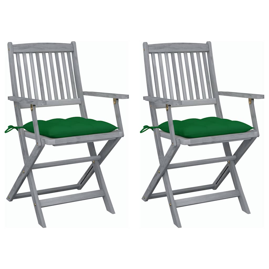 Vidaxl tuinstoelen 2 st inklapbaar met kussens massief acaciahout