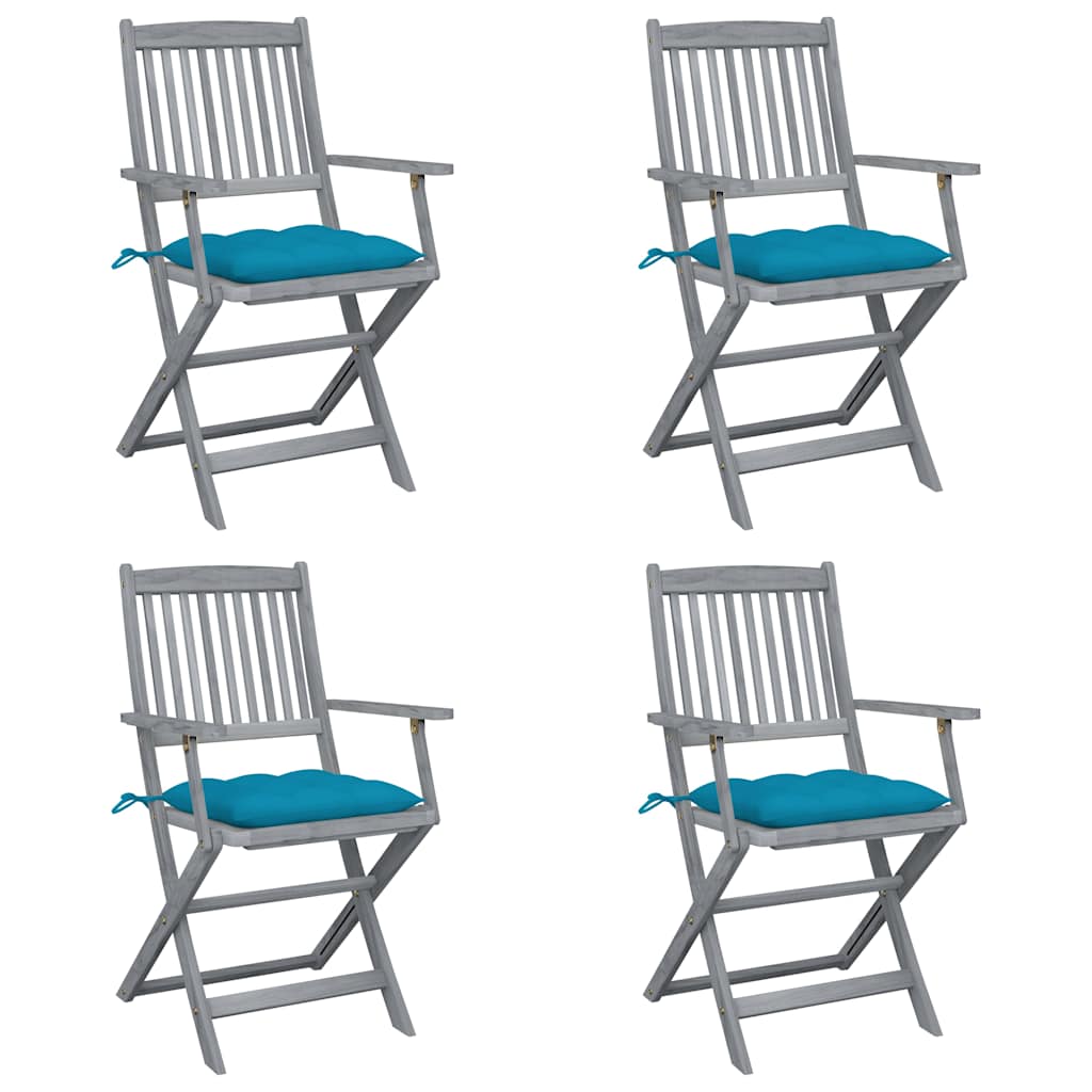 Vidaxl tuinstoelen 4 st inklapbaar met kussens massief acaciahout