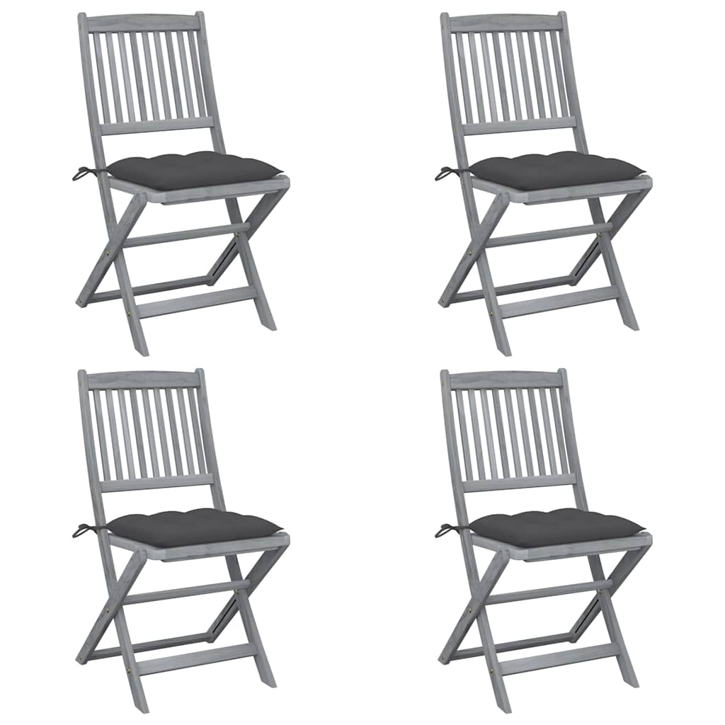Vidaxl tuinstoelen 4 st inklapbaar met kussens massief acaciahout