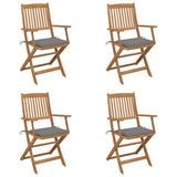 Vidaxl tuinstoelen 4 st inklapbaar met kussens massief acaciahout