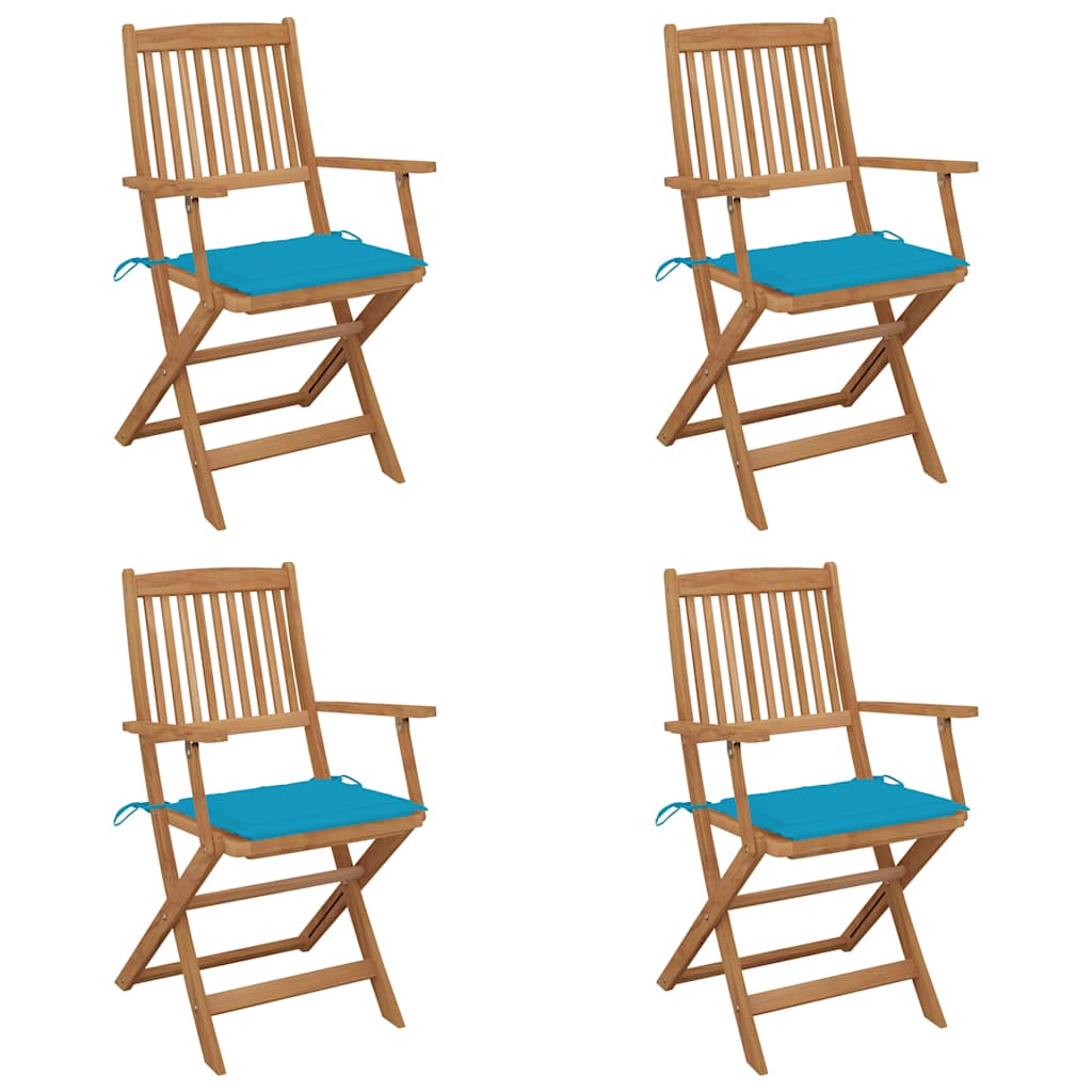 Vidaxl tuinstoelen 4 st inklapbaar met kussens massief acaciahout