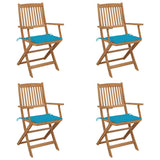 Vidaxl tuinstoelen 4 st inklapbaar met kussens massief acaciahout
