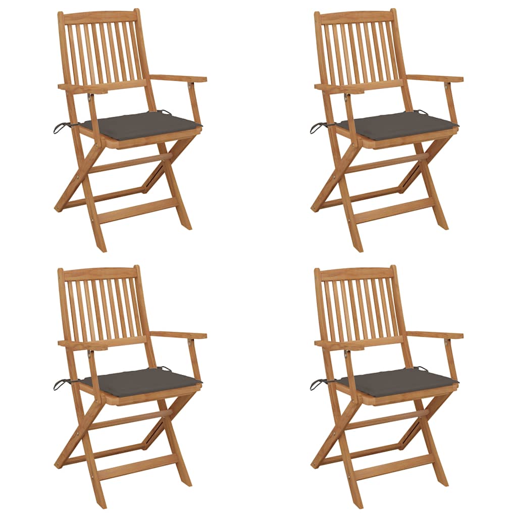 Vidaxl tuinstoelen 4 st inklapbaar met kussens massief acaciahout