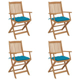 Vidaxl tuinstoelen 4 st inklapbaar met kussens massief acaciahout