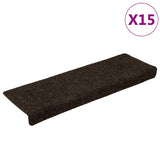 Vidaxl Stair Mats Selvklæbende 15 stykker 65x21x4 cm mørkebrun rektangulær kant