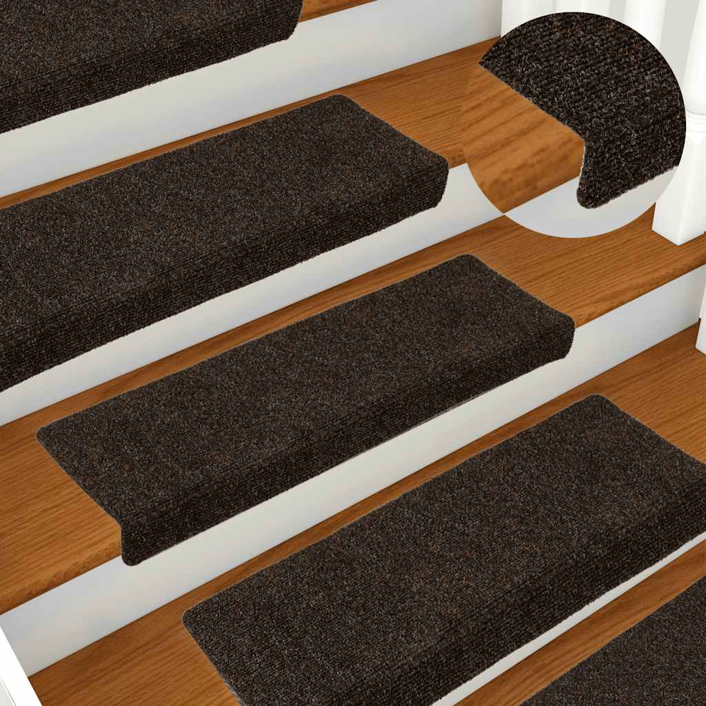 Vidaxl Stair Mats Selvklæbende 15 stykker 65x21x4 cm mørkebrun rektangulær kant