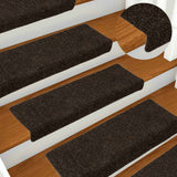 Vidaxl Stair Mats Selvklæbende 15 stykker 65x21x4 cm mørkebrun rektangulær kant