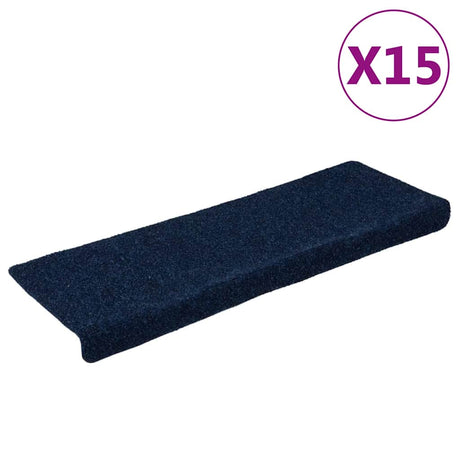 Vidaxl Stair Mats Self -fast 15 stykker 65x21x4 cm marineblå med rektangulær kant