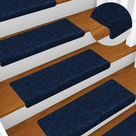 Vidaxl Stair Mats Self -fast 15 stykker 65x21x4 cm marineblå med rektangulær kant