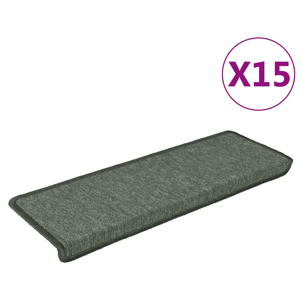 Vidaxl Stair Mats 15 St 65x21x4 cm mørkegrøn rektangulær kant
