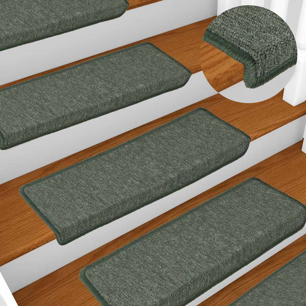 Vidaxl Stair Mats 15 St 65x21x4 cm mørkegrøn rektangulær kant