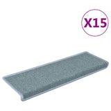 Vidaxl Stair Mats 15 St 65x21x4 cm havblå rektangulær kant