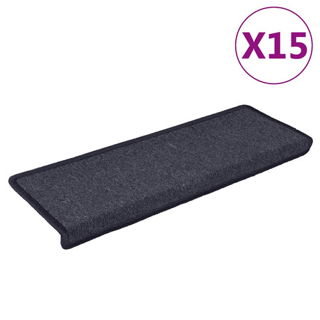 Vidaxl Stair Mats 15 St 65x21x4 cm mørkegrå og blå med rektangulær grænse