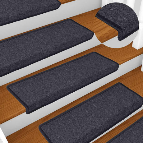 Vidaxl Stair Mats 15 St 65x21x4 cm mørkegrå og blå med rektangulær grænse