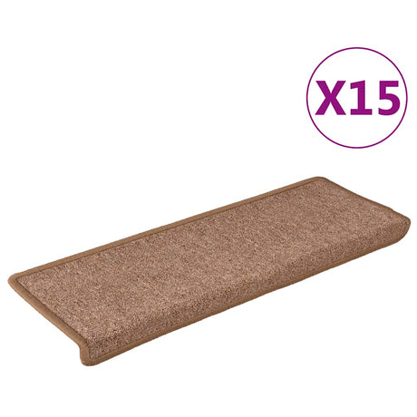 Vidaxl Stair Mats 15 St 65x21x4 cm brun rektangulær kant