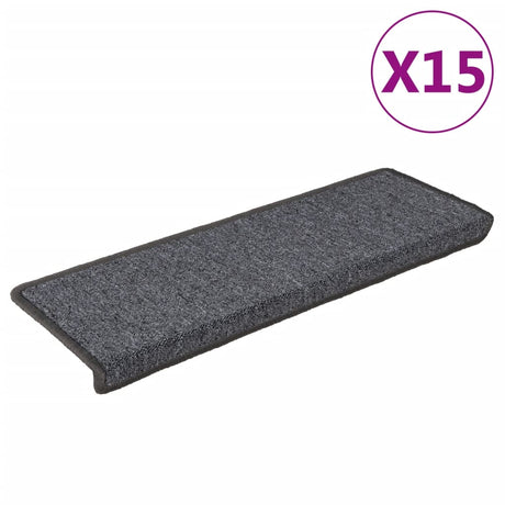 Vidaxxl trappemåtter 15 stk 65x21x4 cm mørkegrå rektangulær kant