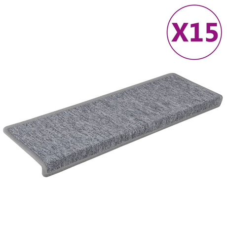 VidaXL trappemåtter 15 stk 65x21x4 cm lysegrå med rektangulær kant