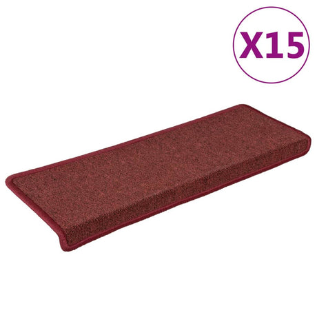 Vidaxx trappemåtter 15 stk 65x21x4 cm bordeaux rektangulær kant