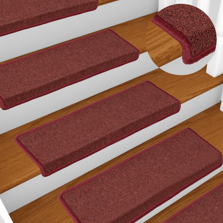 Vidaxx trappemåtter 15 stk 65x21x4 cm bordeaux rektangulær kant