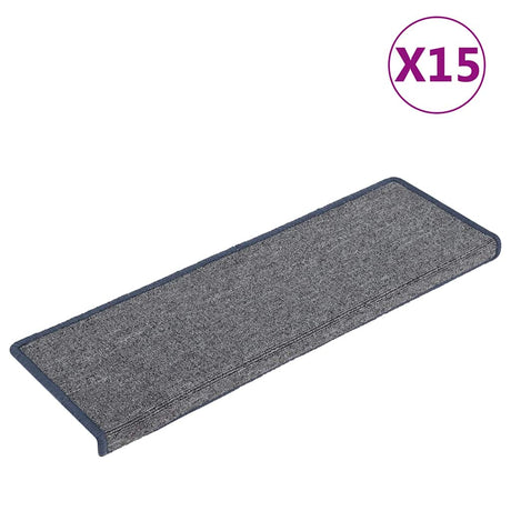 Vidaxl Stair Mats 15 St 65x21x4 cm lysegrå og blå med rektangulær grænse