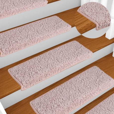Vidaxx trappemåtter 15 stk 65x21x4 cm lys pink med rektangulær kant