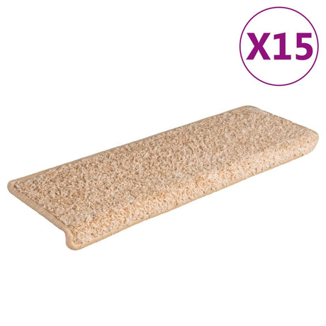 VidaXL trappemåtter 15 stk 65x21x4 cm guld rektangulær kant