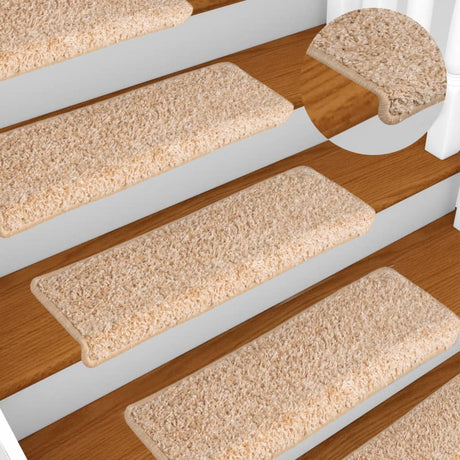 VidaXL trappemåtter 15 stk 65x21x4 cm guld rektangulær kant