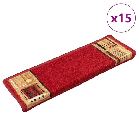 Vidaxl Stair Mats Self -fast 15 ST 65x21x4 cm rød