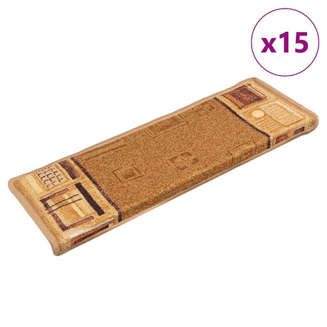 Vidaxl Stair Mats Self -fast 15 st 65x21x4 cm beige