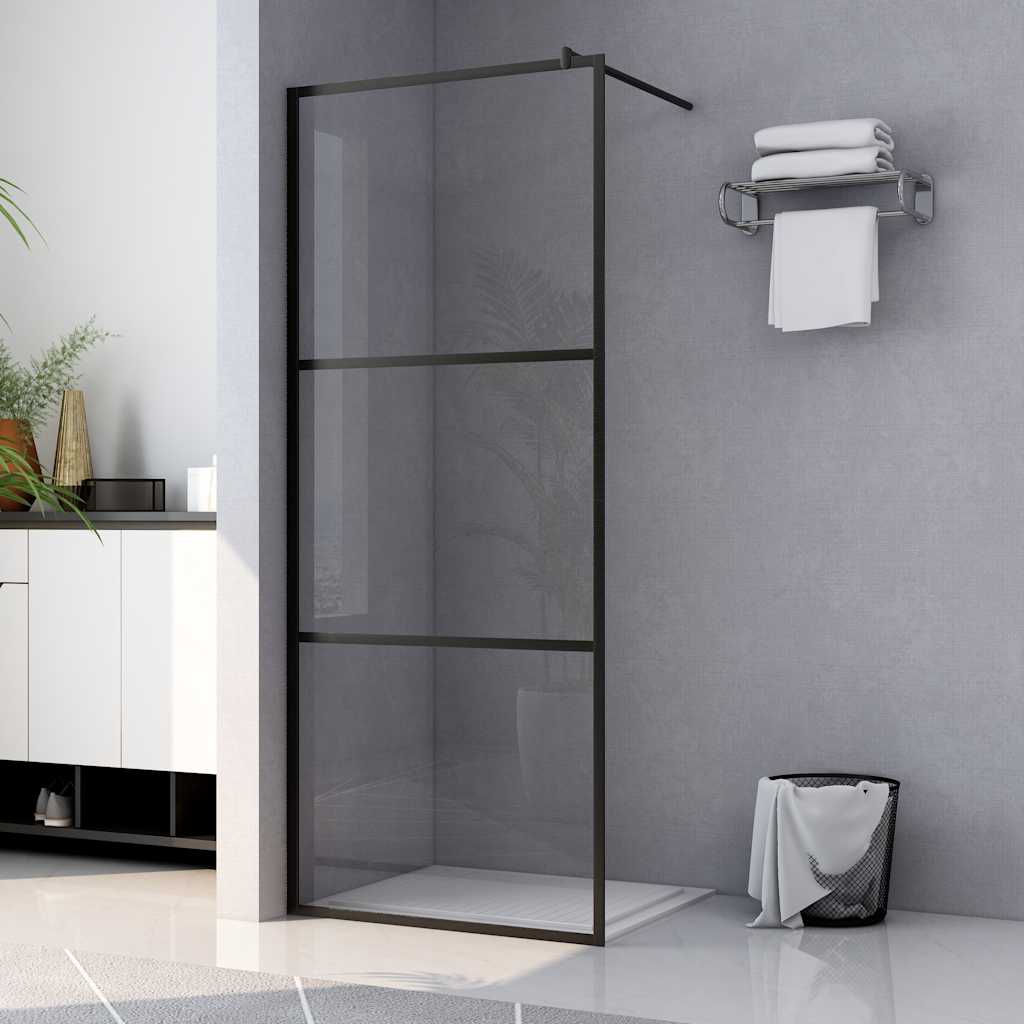 Vidaxl walk-in brusevæg gennemsigtig 90x195 cm esg glas sort