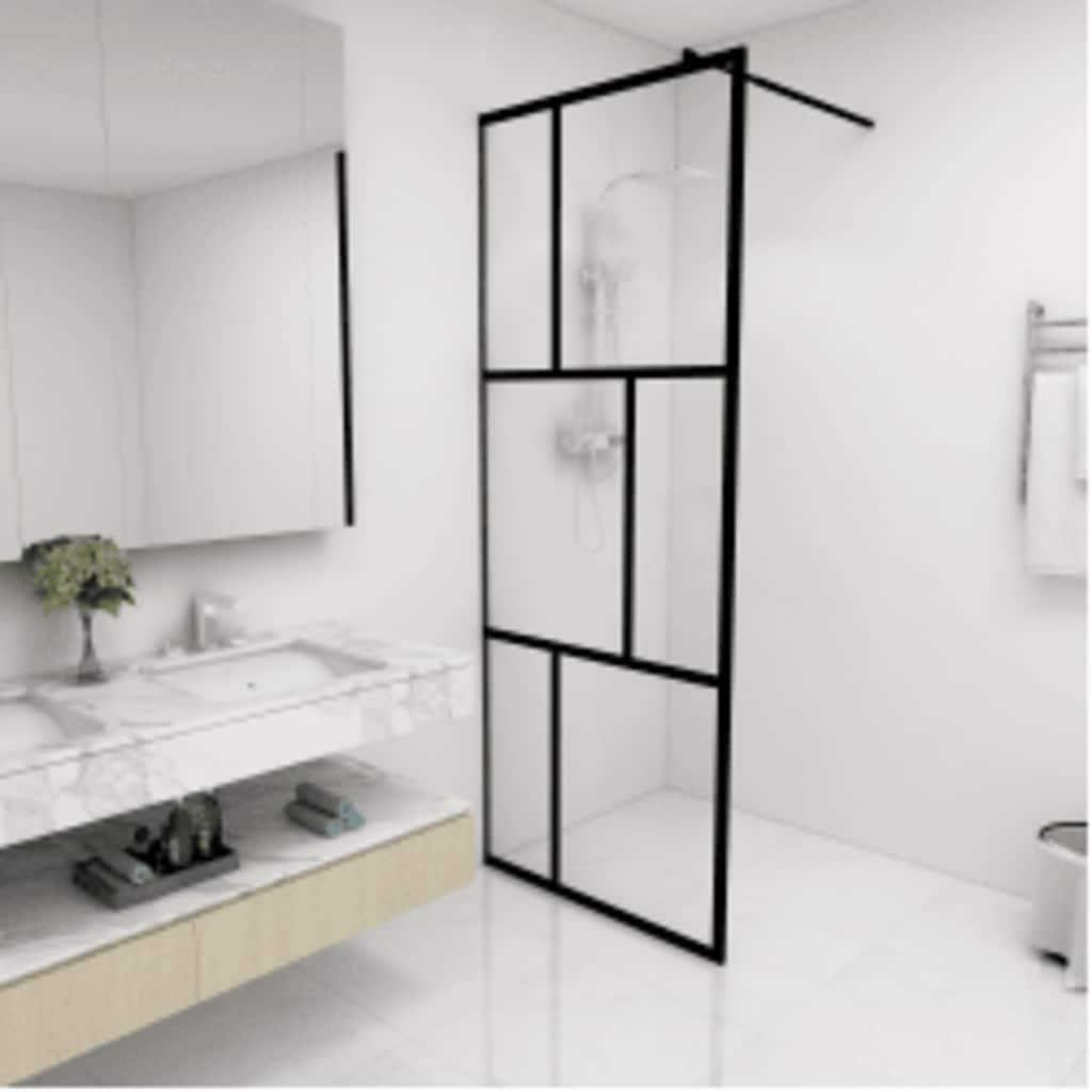 Vidaxl Walk -I brusevæg 80x195 cm hærdet glas sort