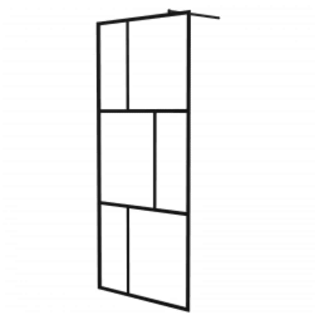 Vidaxl Walk -I brusevæg 90x195 cm hærdet glas sort
