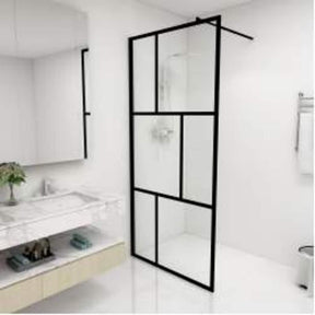 Vidaxl Walk -I brusevæg 90x195 cm hærdet glas sort